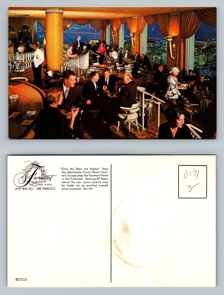 San Francisco, CA-California, Fairmont Crown Room Lounge Vintage Postcard