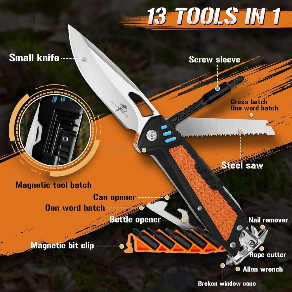 Multi Tool Folding Knife Purple Dragon 13-in-1  Survival Tool w/ hard sheath NEW