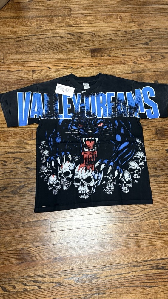 Valley Dreams Black/Blue Short Sleeve T Shirt Size Medium Men’s