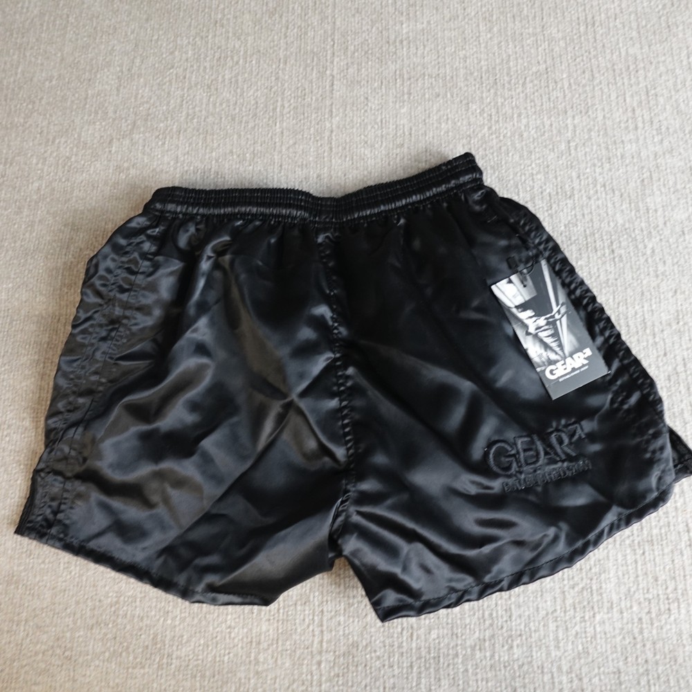 Gear Berlin Mens Shorts Large Black Stretch Waist Satin NEW