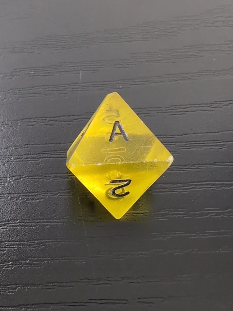 The Armory D8 Translucent Yellow Sharp Edged Vintage Dice Gen 1 with 