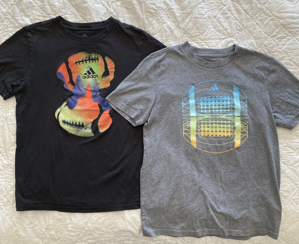 Lot of 2 - Youth adidas Short Sleeve Graphic T-Shirts, Medium 10-12 Football