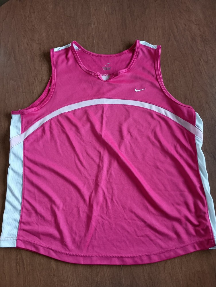 Nike Dri-Fit Women's Pink White Activewear Tank Top Shirt Size XL (16-18)