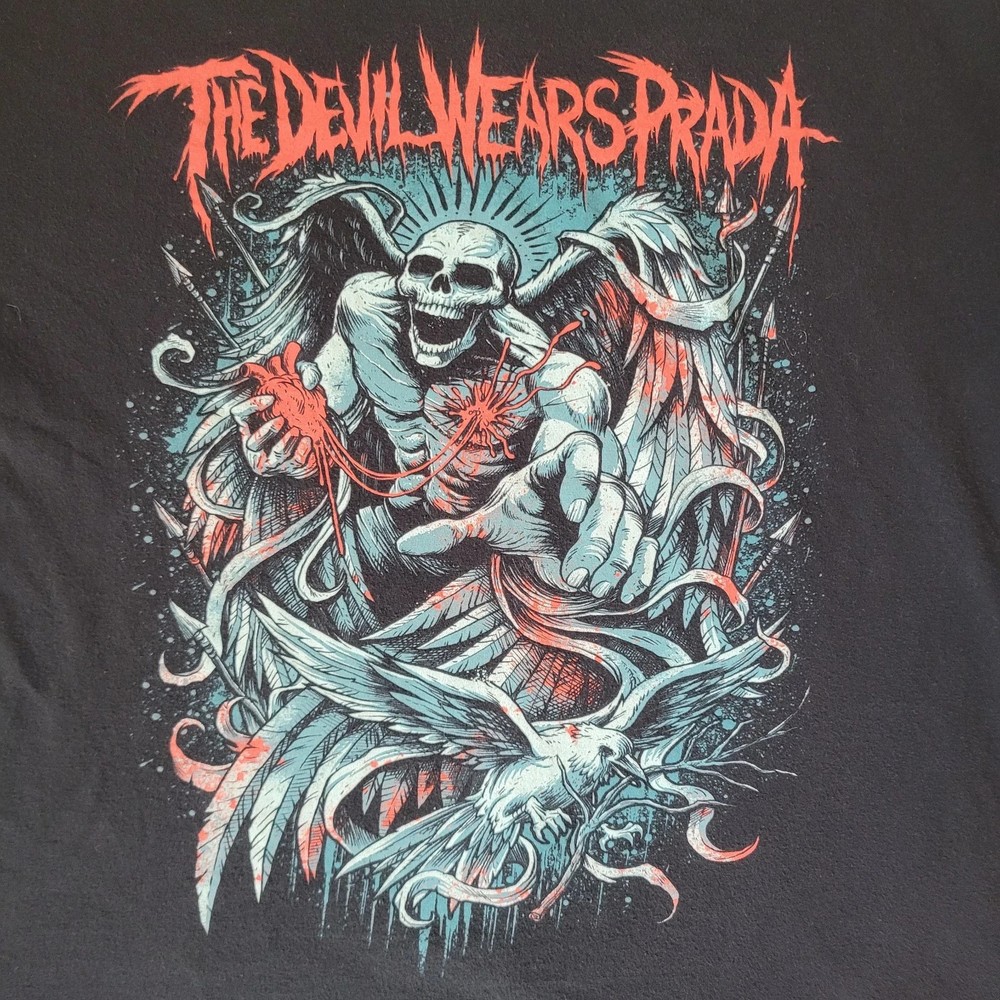 The Devil Wears Prada Mens Black Graphic Band T Shirt Metalcore Skull Design