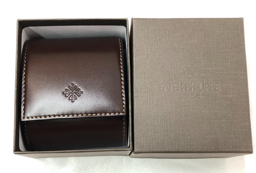 PATEK PHILIPPE Travel Watch Box Carry Box Case Dark Brown Leather