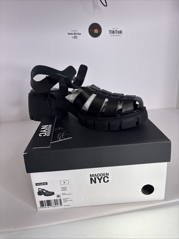 New Black Mens NYC Fisherman Sandals Size 8