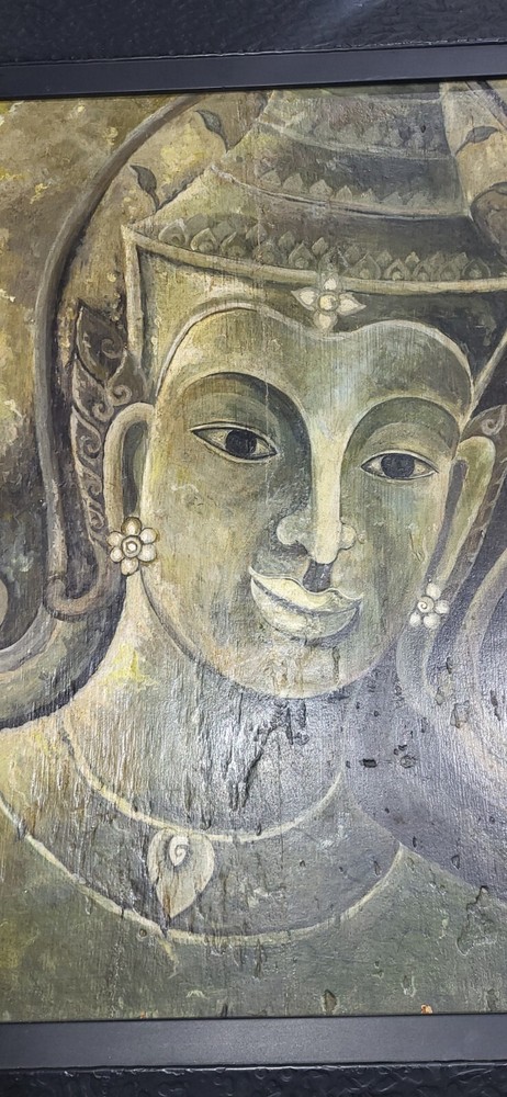 Buddha Painting On Wood Framed At Faisal Art Gallery at Saudi Arabia