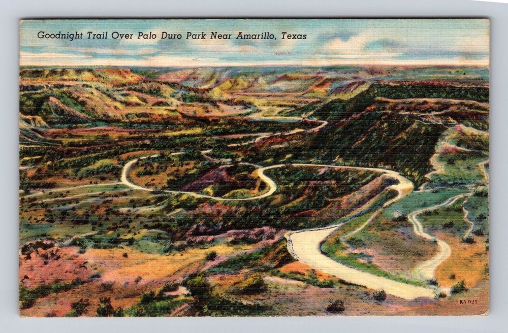 Amarillo TX-Texas, Aerial Goodnight Trail Over Palo Duro Vintage c1951 Postcard
