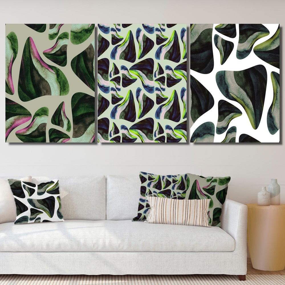 Designart Abstract Dark Green Organic Modern Artwork for Contemporary Spaces