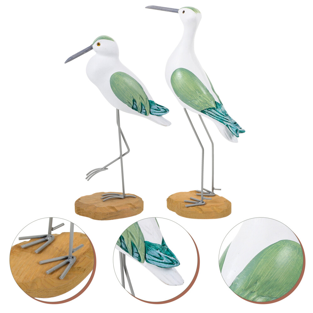 2 Pcs Seabirds Sculpture Nautical Figurine Seagull Ornaments Lifelike