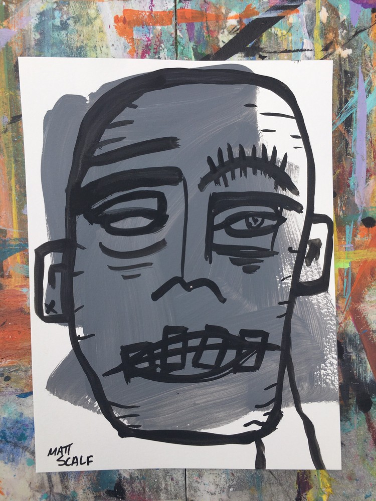 Matt Scalf Face Abstract Street Pop Art Graffiti ORIGINAL PAINTING 9x12 Portrait