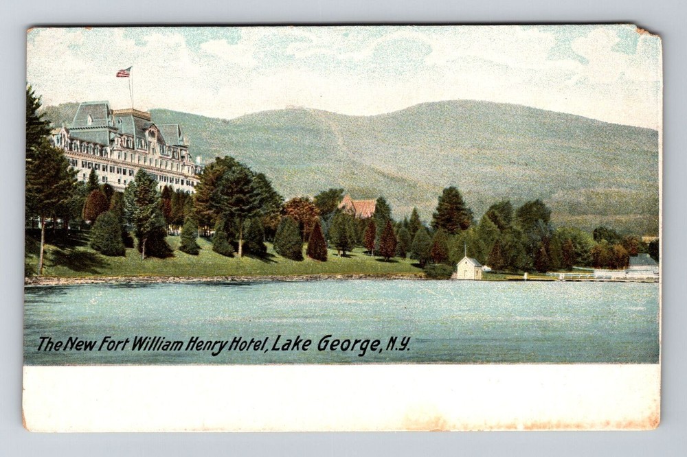 Lake George NY-New York, Fort William Henry Hotel, Advertising, Vintage Postcard