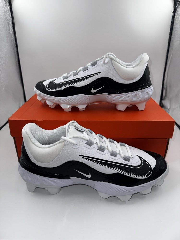 Nike Men’s Alpha Huarache Elite 4 Low MCS Baseball Cleats White Black FD6255-101