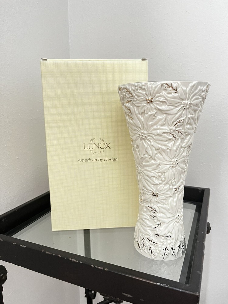 Lenox Poinsettia Large Vase 10 1/2” Retired Pattern
