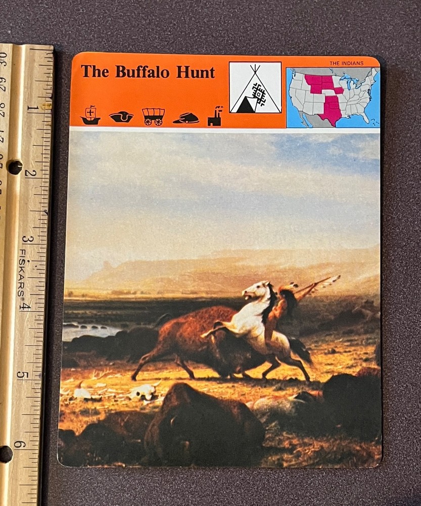 1979 Panarizon The Buffalo Hunt For Survival Indians Use Spears Large Card Vtg
