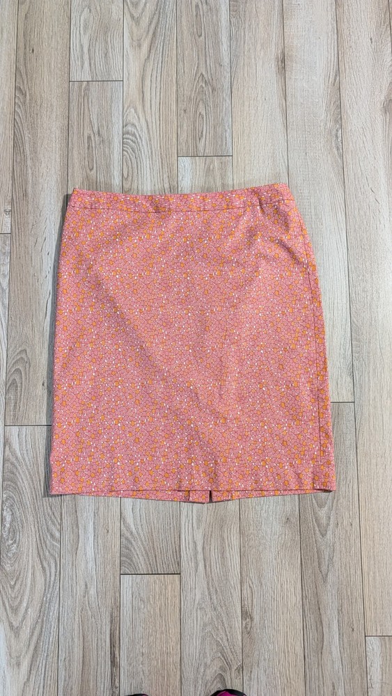 Talbots Women's Pencil Skirt Pink Yellow White Size 14 Cotton Spandex