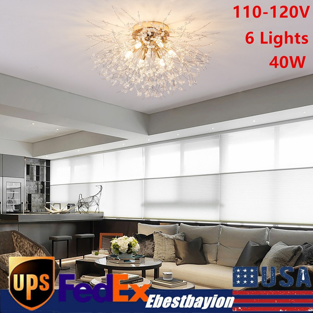 Dandelion Crystal LED Flush Mount Chandelier Pendant Ceiling Light