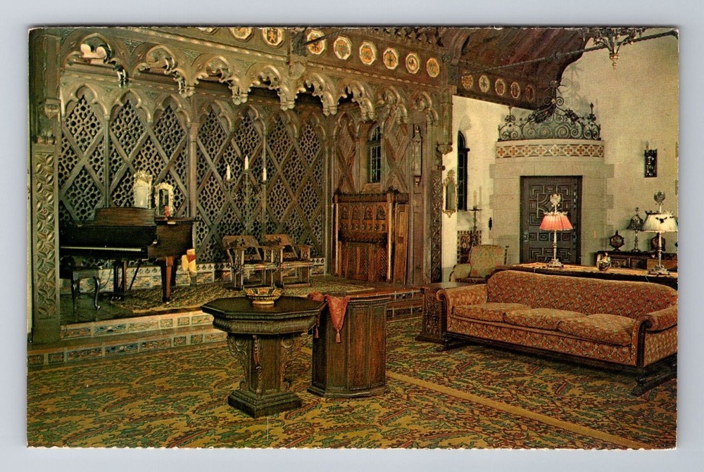 Death Valley CA-California, Music Room Of Scotty's Castle, Vintage Postcard