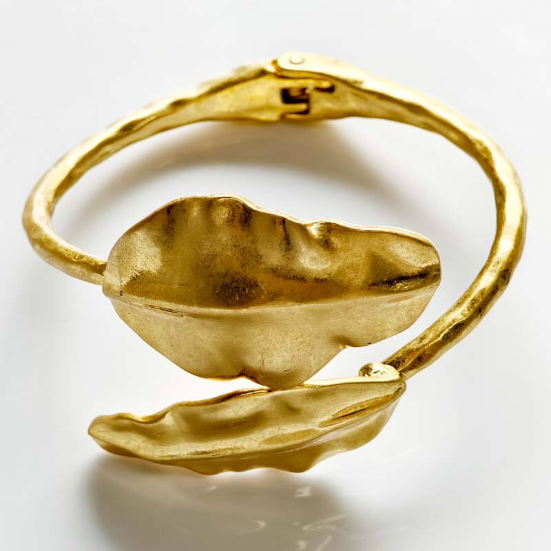New Zara Leaf Open Bangle Cuff Gift Vintage Women Party Holiday Show Jewelry