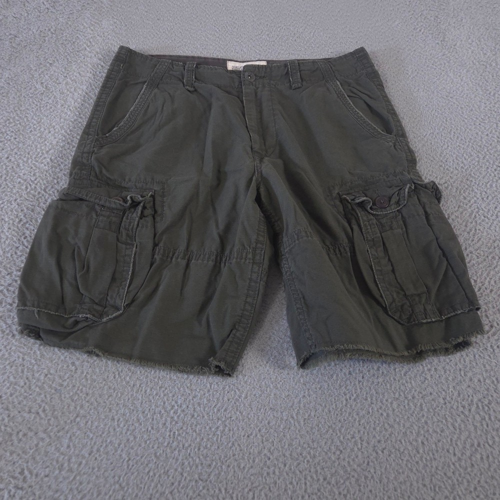 VTG American Eagle Shorts Mens 34 Green Gray Classic Cargo Ripstop Utility Y2K