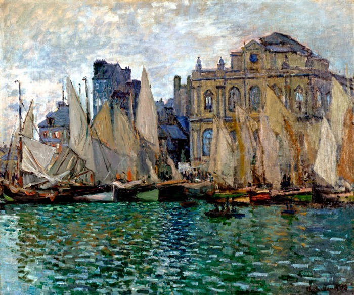 THE MUSEUM AT LE HAVRE HARBOUR SAILBOATS 1873 PAINTING BY CLAUDE MONET REPRO