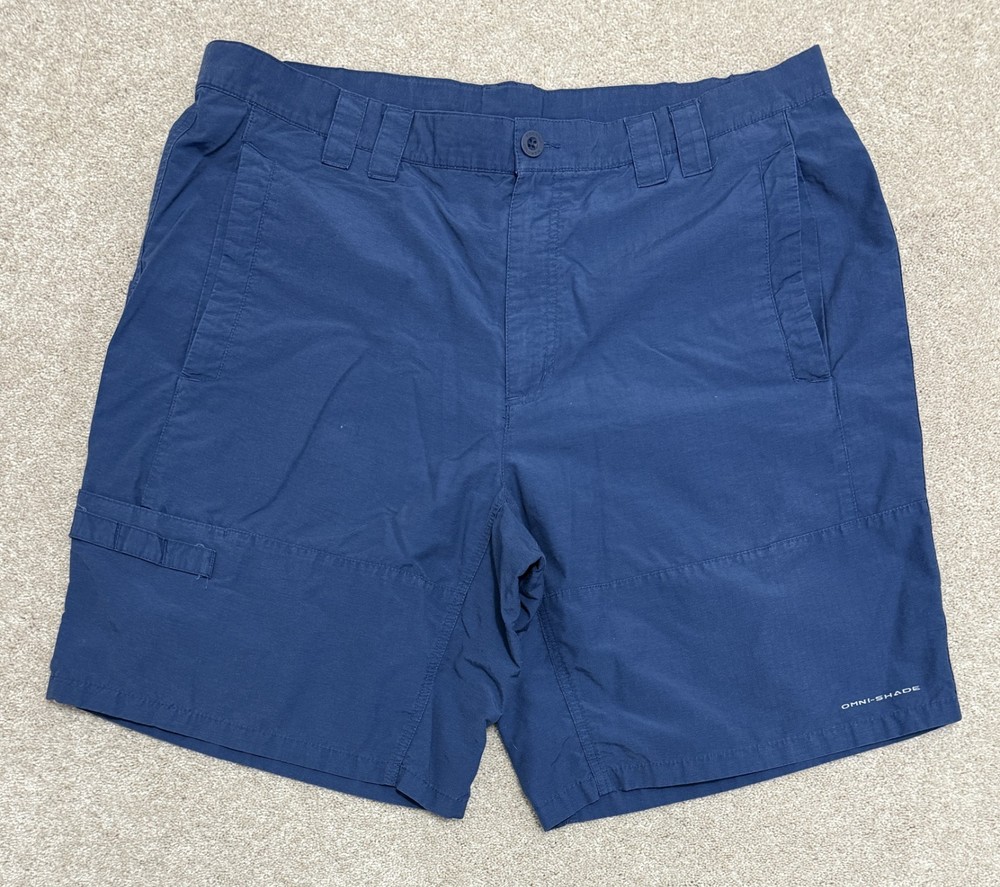 Columbia Shorts Men's 40 Blue PFG Omni-Shade Hiking Fishing Outdoor Pockets