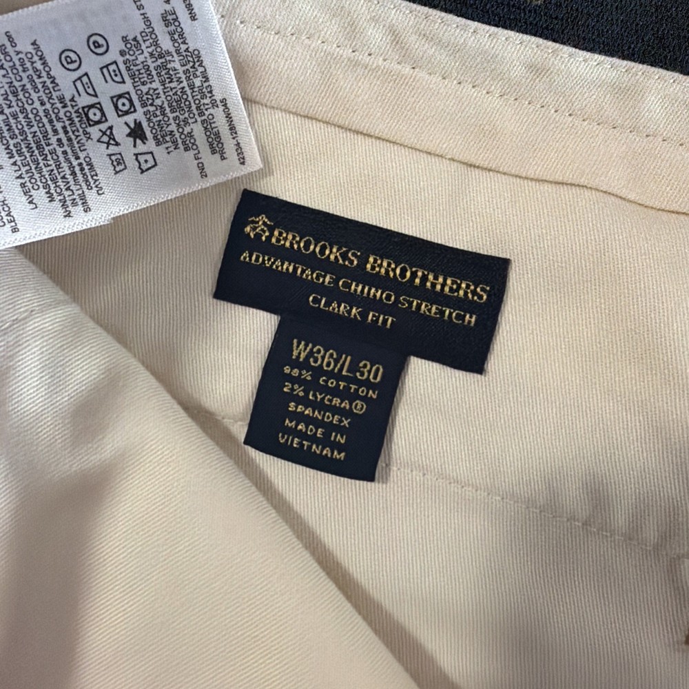 Brooks Brothers Advantage Chino Clark Men’s 36x30 Khaki Brown Cotton Stretch