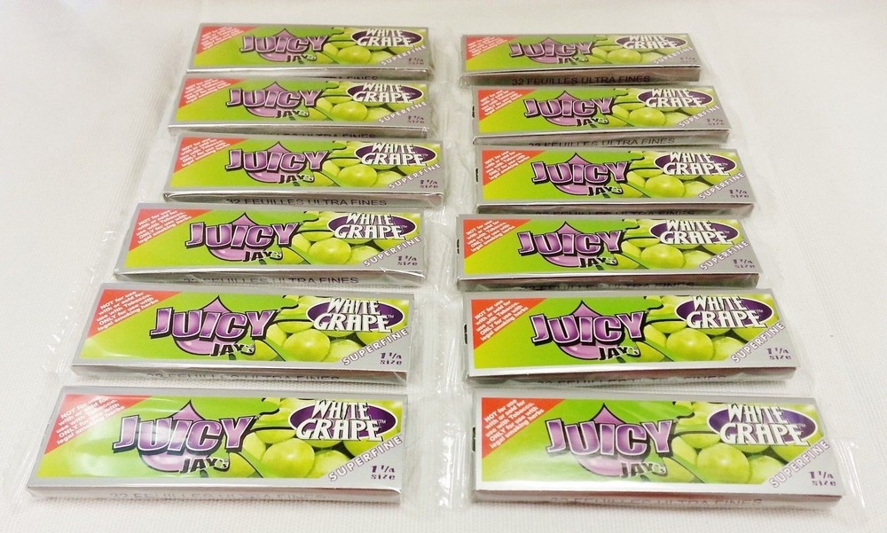 Juicy Jay's Superfine White Grape 12 Packs 1 1/4 Free Shipping