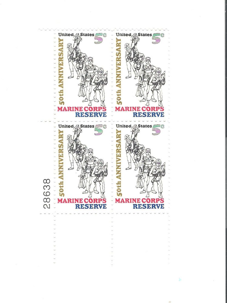 Scott # 1315 US  Marine Corps  Plate Block  M/NH  O/G
