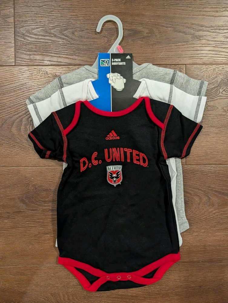 NWT Adidas DC United MLS Soccer Set of 3 Baby 18 Month Bodysuit One Piece Outfit