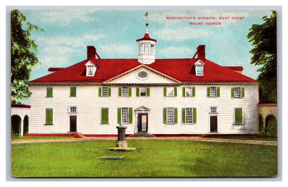 Mount Vernon VA Virginia Washington's Mansion West Front Divided Back Postcard