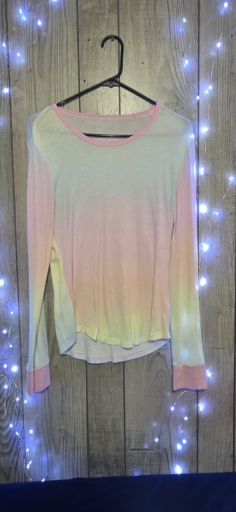 Vs Victorias Secret Pink Cozy Jersey Sleep Shirt Top Pajama Rainbow Gradient M