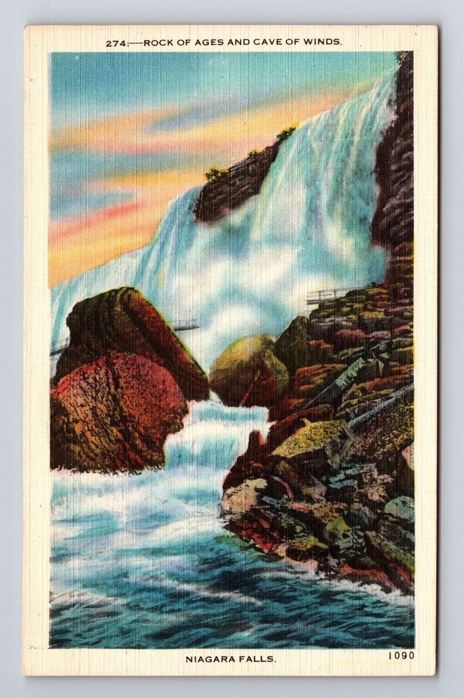 Niagara Falls NY-New York, Rock Ages & Cave Winds, Vintage Postcard