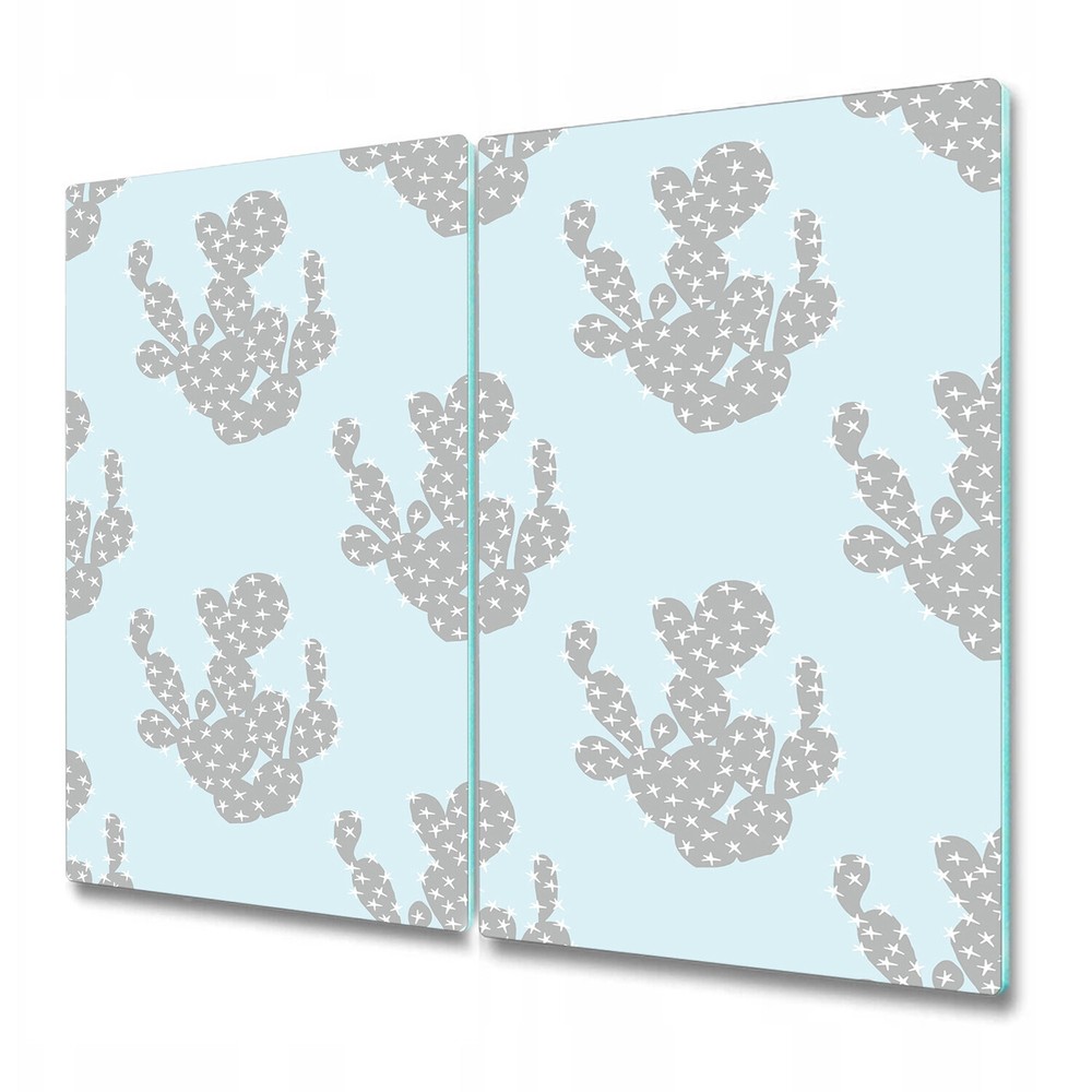 Glass Kitchen Chopping Serving Board Subtle Pastel Cactus Botanical 2x30x52