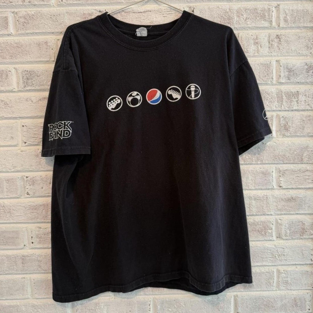 y2k vintage Pepsi Promo Video Game Rock Band black cotton t-shirt