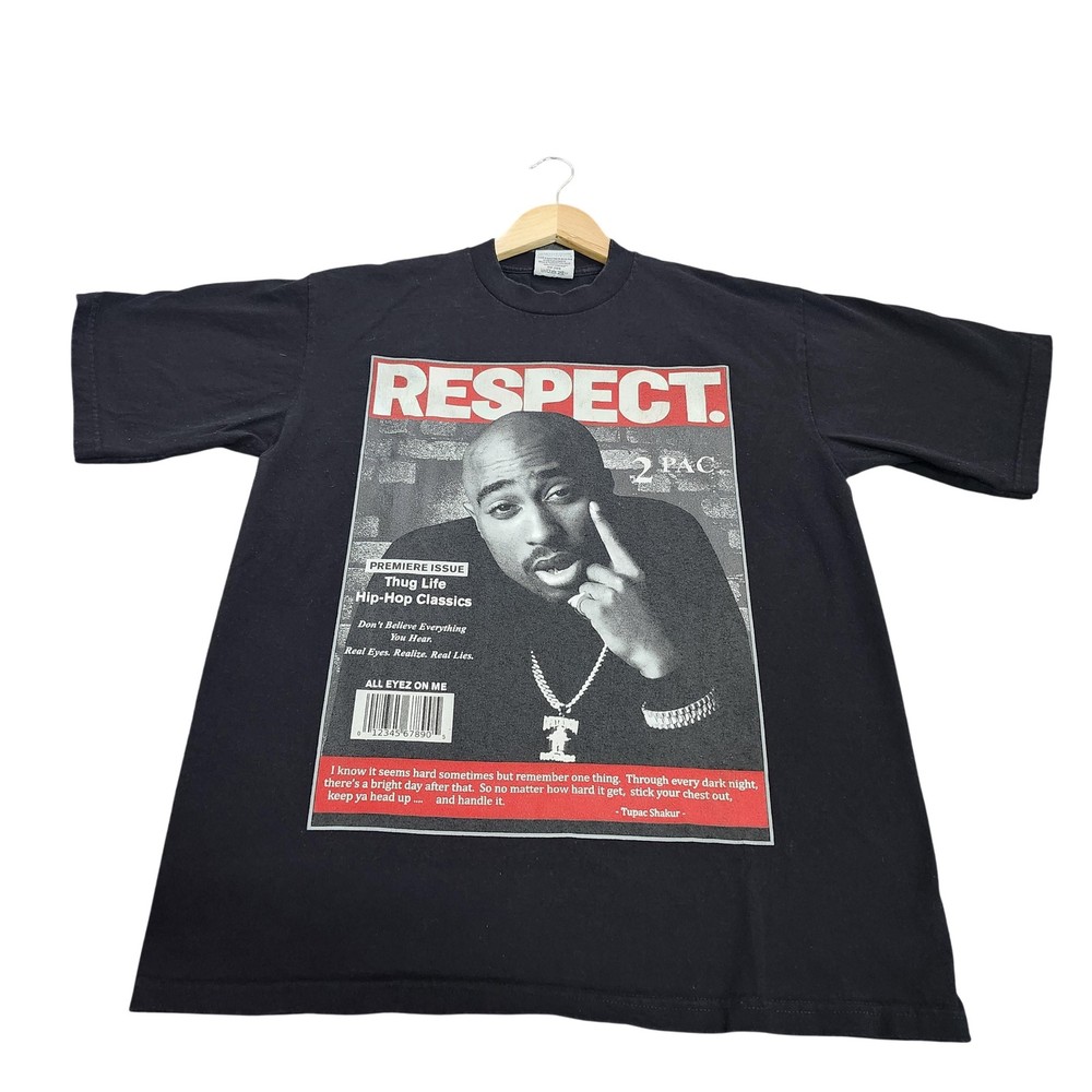 Pro Club Shirt Mens Large Black 2Pac Tupac Respect Graphic Tee Hip Hop Rap