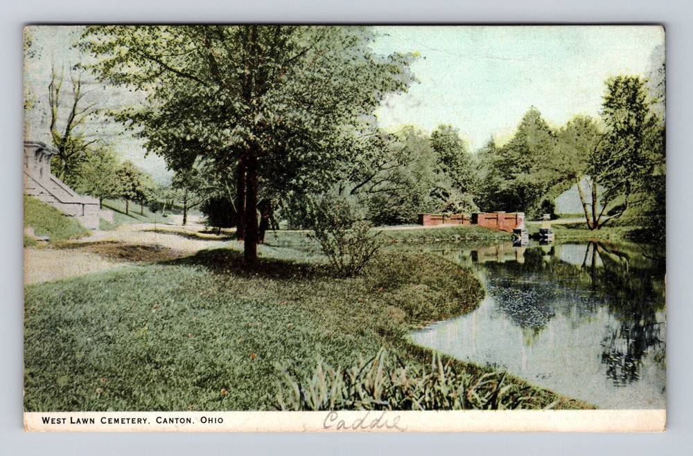 Canton OH-Ohio, West Lawn Cemetery, Antique Vintage c1907 Souvenir Postcard