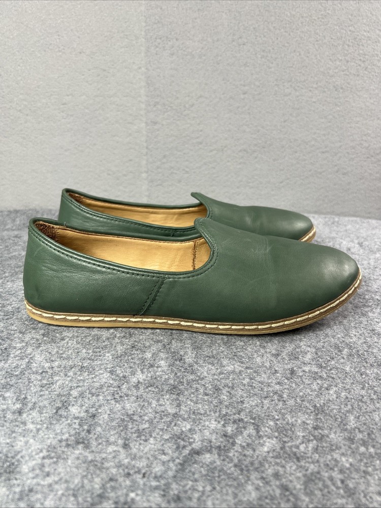 Charix Artisan Loafer Womens 43 US 11 Mens 10.5-11 Green Leather Slip On Comfort