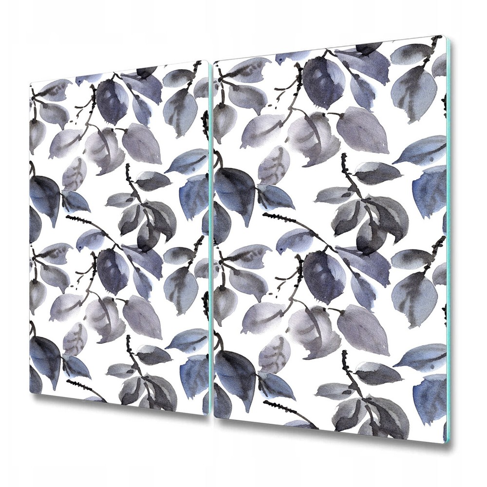 Glass Chopping Cutting Board Dark Leaves | grey Branches illustration | 2x30x52