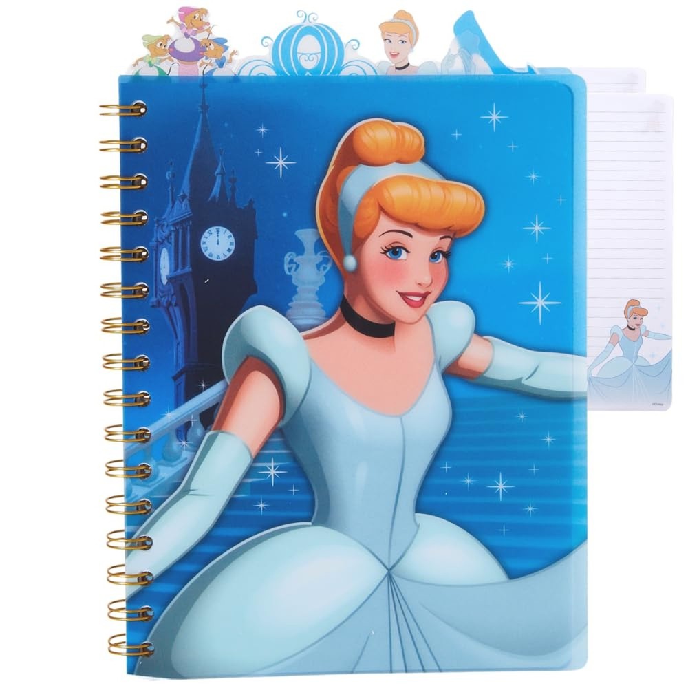 Disney Cinderella Tab Journal Notebook, Spiral Bound, 96 Lined Pages, 8 x 7 i...