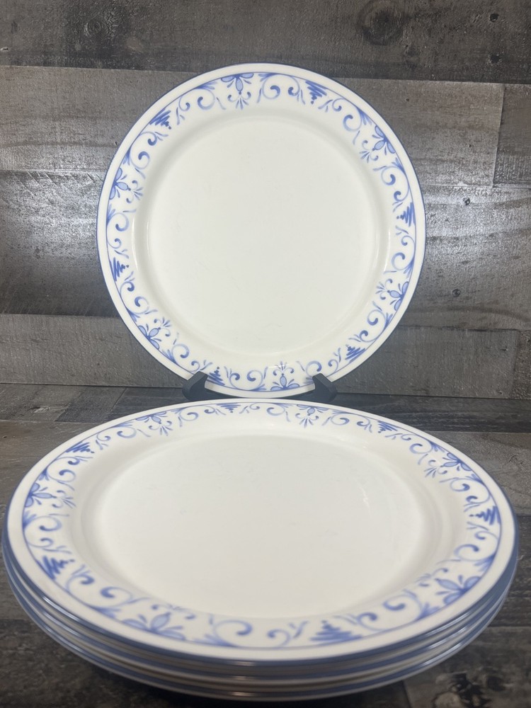 Lenox Chinastone Country Blue 11” Dinner Plates Set (4) USA Blue Scroll Vintage