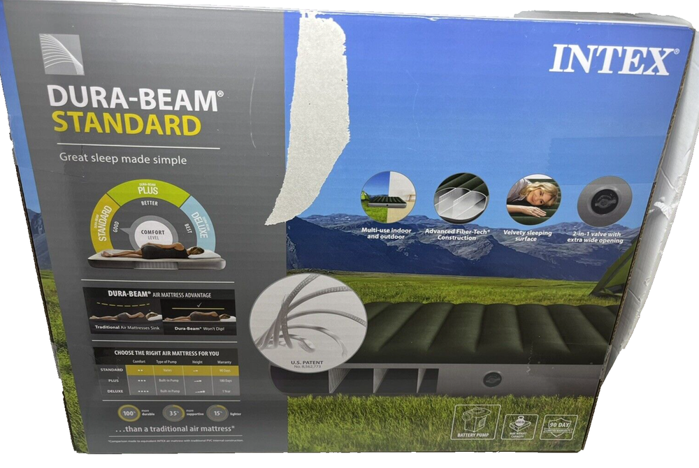 Intex 64779E Dura-Beam Standard Queen Prestige Air Bed Mattress w/Battery Pump
