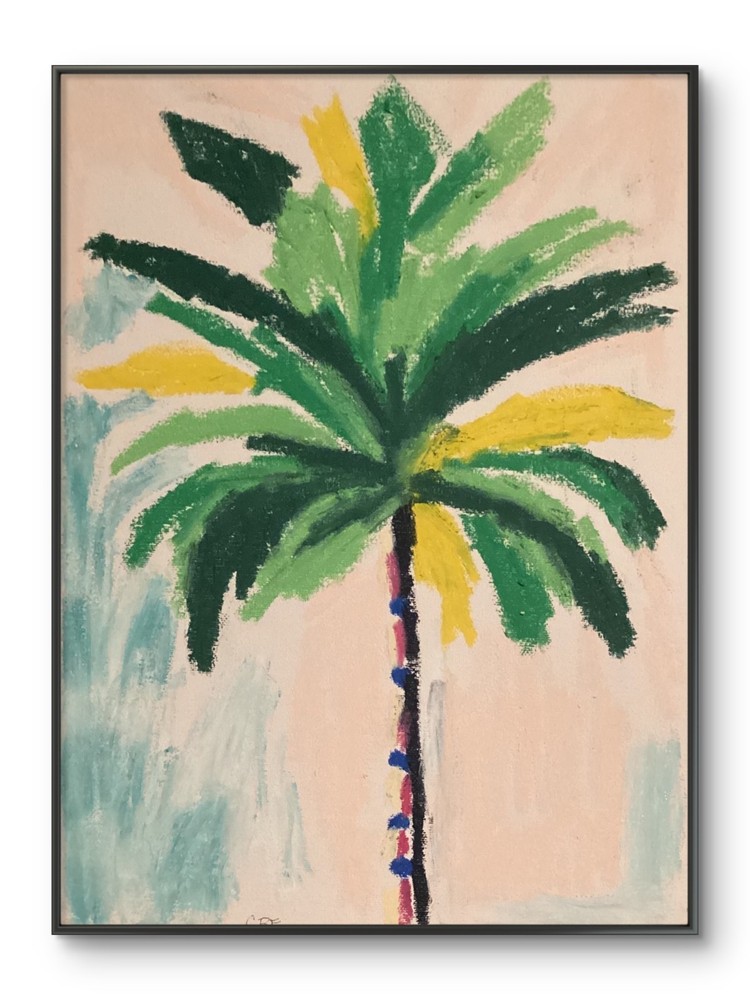 Contemporary Pop Bold Palm Tree Red Original Wall Art 11 by 14 Canvas
