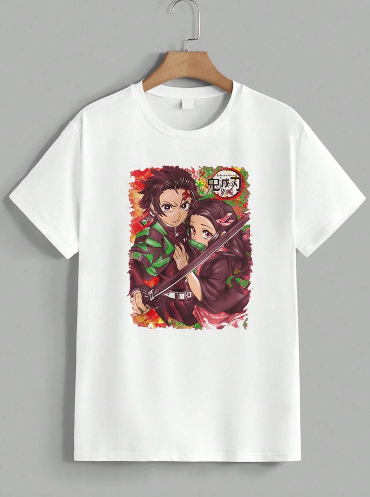 Demon Slayer Tanjiro Nezuko Anime Lover Fan Cute Manga Graphic T-Shirt Unisex