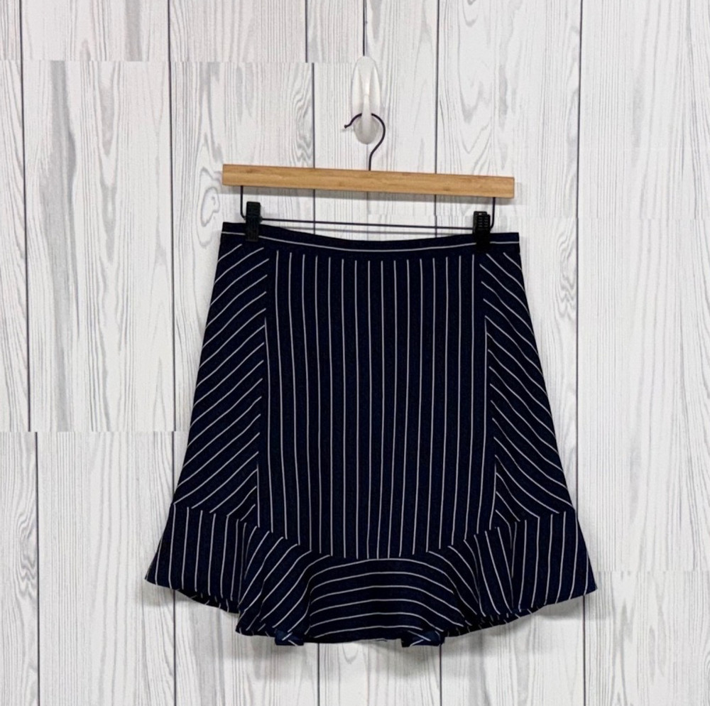 J Crew skirt womens size 4 blue striped flared high rise mini