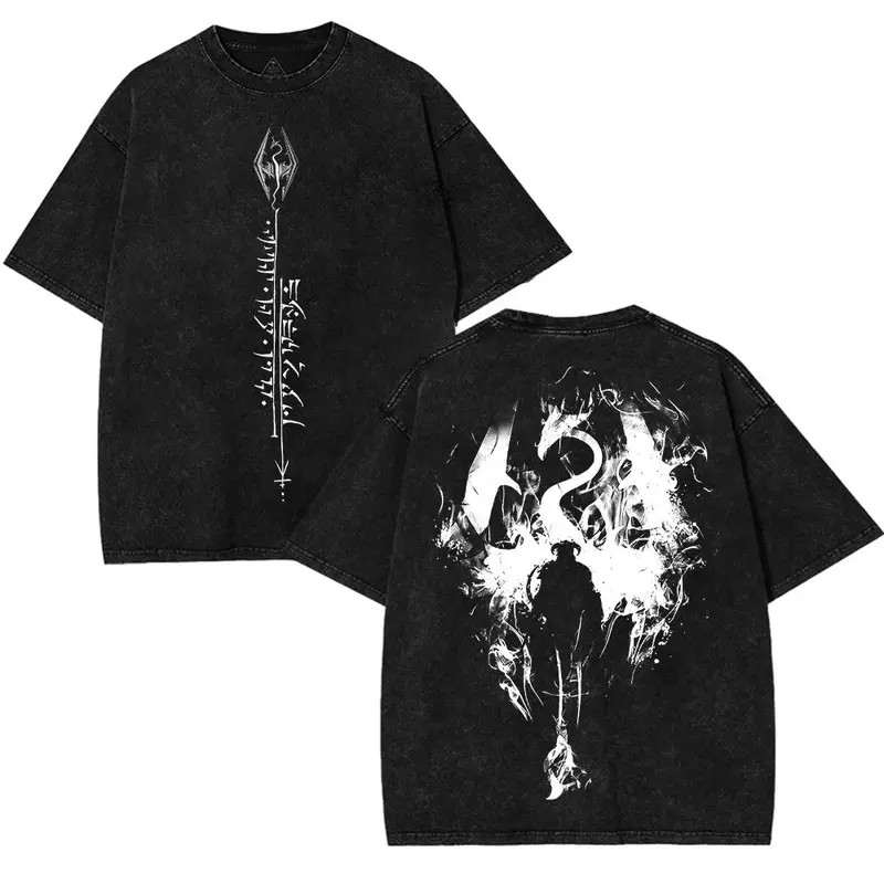 The Elder Scrolls V: Skyrim v9 Vintage Tee Unisex Oversize Heavyweight Cotton