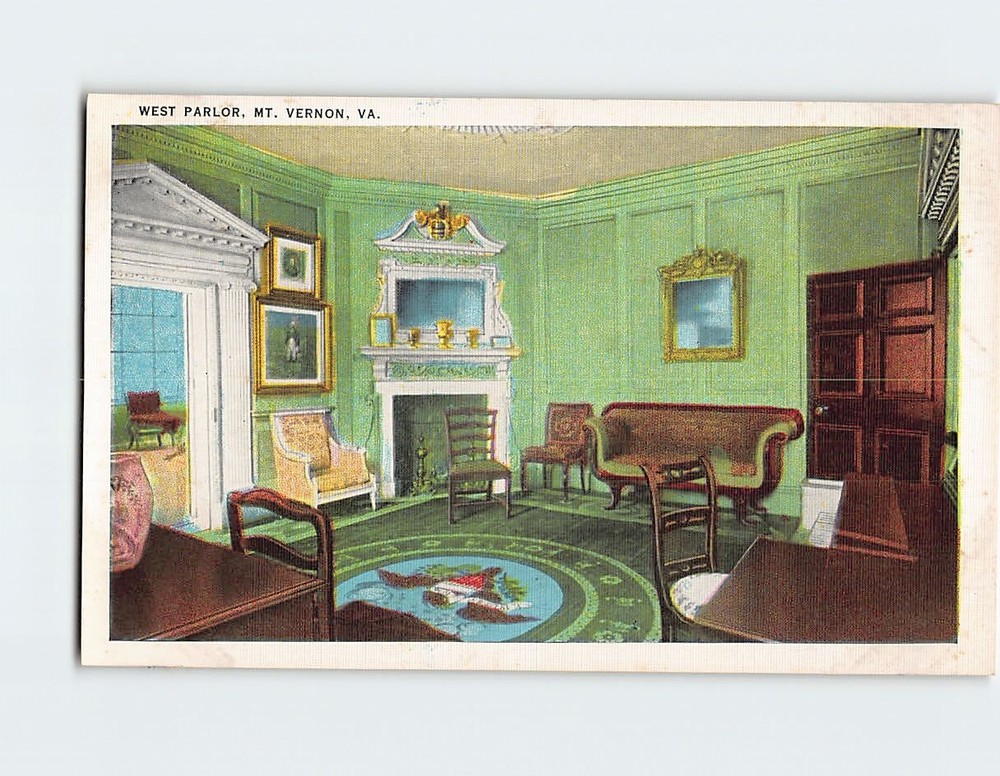 Postcard West Parlor Mt. Vernon Virginia USA