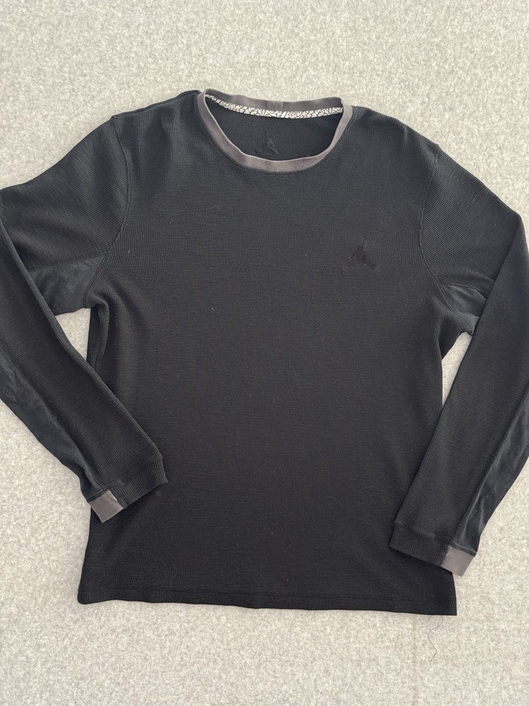 Air Jordan Black Jumpman Logo Waffle Knit Thermal Long Sleeve Shirt Men’s 2XL