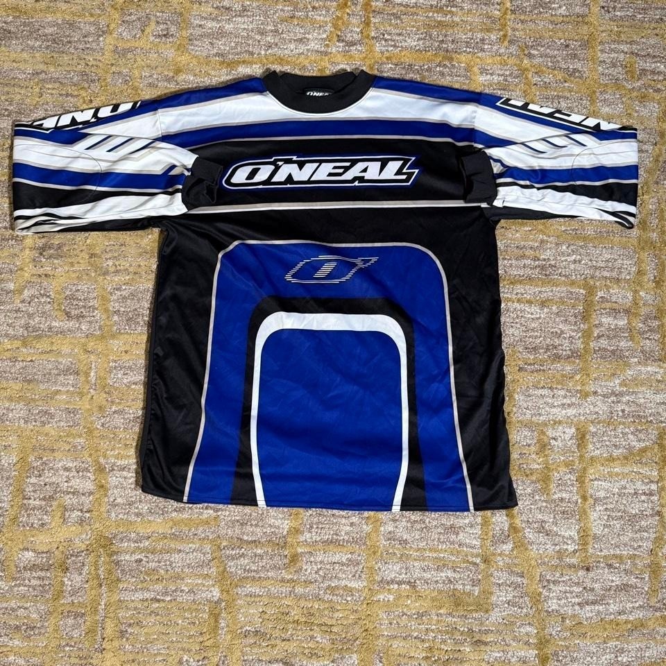 Vintage O'Neal Racing Motocross Jersey Blue Black Long Sleeve Tee