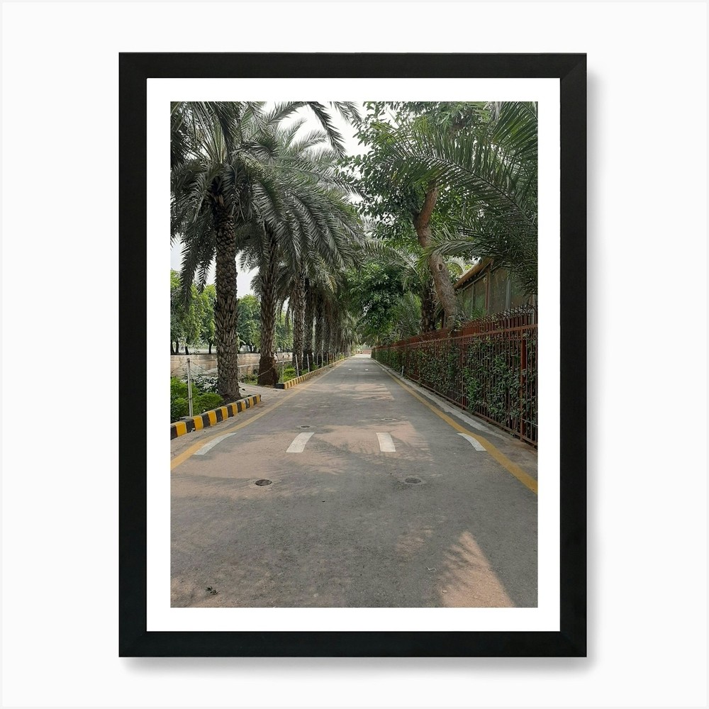 Palm Trees Road Art Print Framed Wall Decor Canvas Poster Picture  